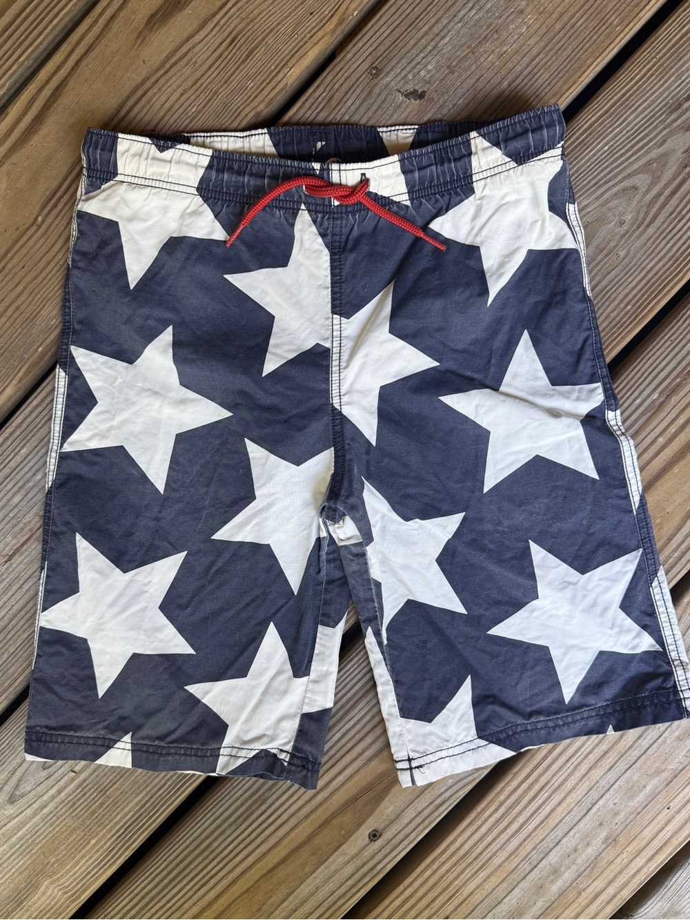 Mini Boden Boys Star Swim Trunks Size 9-10Y Navy Blue Vacation Cruise